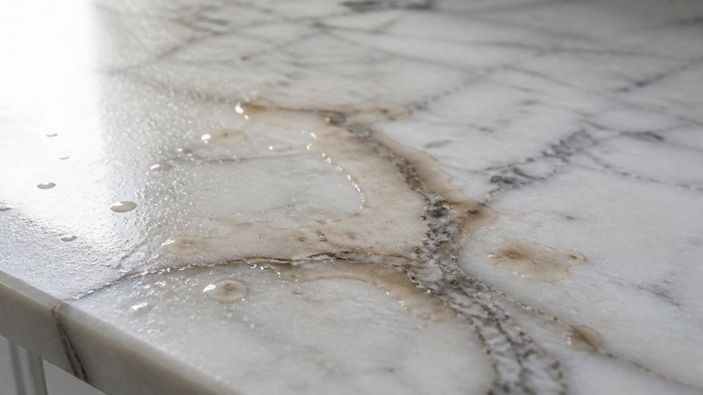 marble can develop water stains