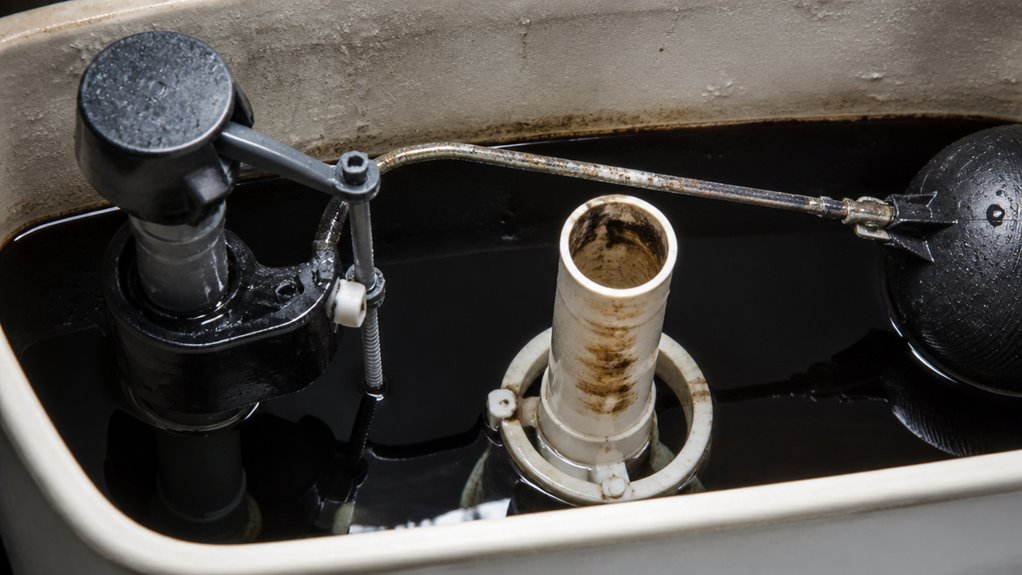black residue inside toilet tank