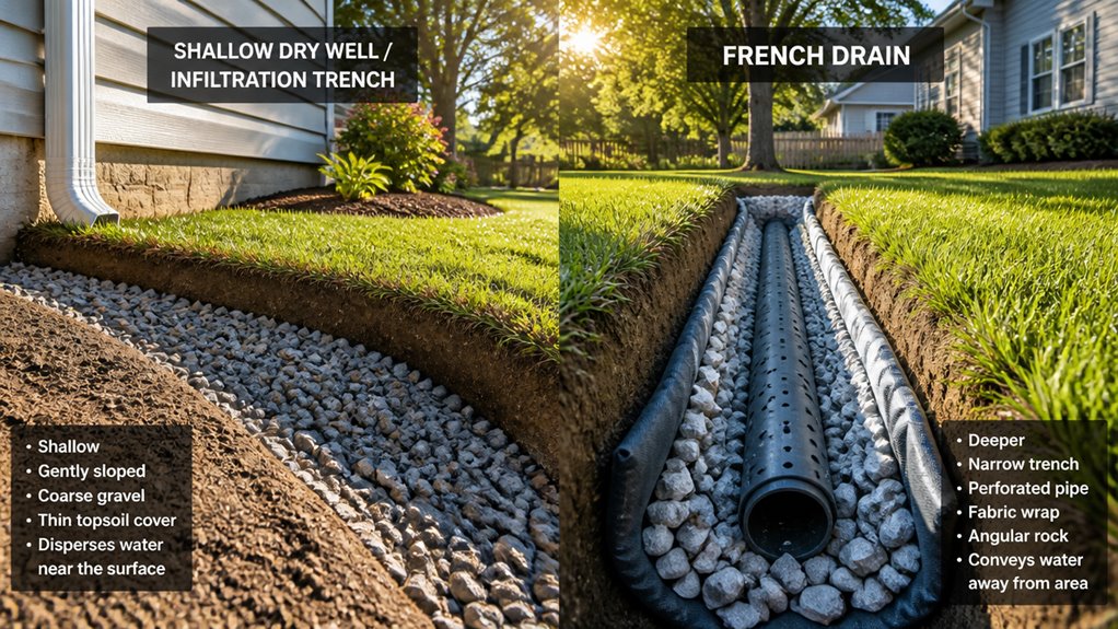 curtain drain versus french drain